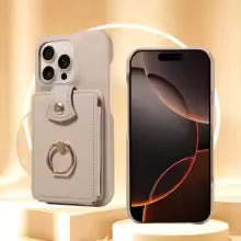 For IPhone 16 Pro Max 15 Pro Max 14 13 12 11 Pro Max 7 8Plus 16e PU Leather Phone Case with Ring Card Slots Anti-Fall Case