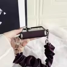 Scarf Wrist Chain Strap PU Leather Phone Case for Samsung Galaxy Z Flip 7 FE 6 5 4 3 Flip7 Flip6 Protective Cover