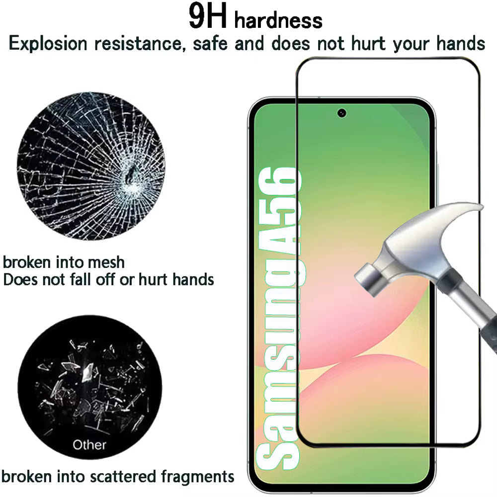 4PCS Cristal Templado For Samsung Galaxy A56 A55 A54 A53 Tempered Glass For Samsung A17 A27 A37 A57 A36 A26 A16 Screen Protector Samsung S26 S25 S24 Ultra Phone Protective Film