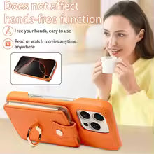 For IPhone 16 Pro Max 15 Pro Max 14 13 12 11 Pro Max 7 8Plus 16e PU Leather Phone Case with Ring Card Slots Anti-Fall Case