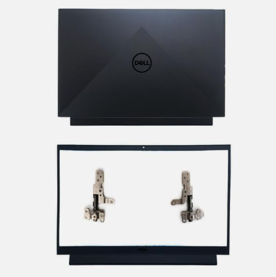 Black Top Case Rear Lid Back Cover &amp; Front Bezel Frame Trim &amp; Screen Hinges Hinge Pair Sets Compatible with Dell Gaming G15 5520 5521 5525 G15-5520 G15-5521 G15-5525 Laptop