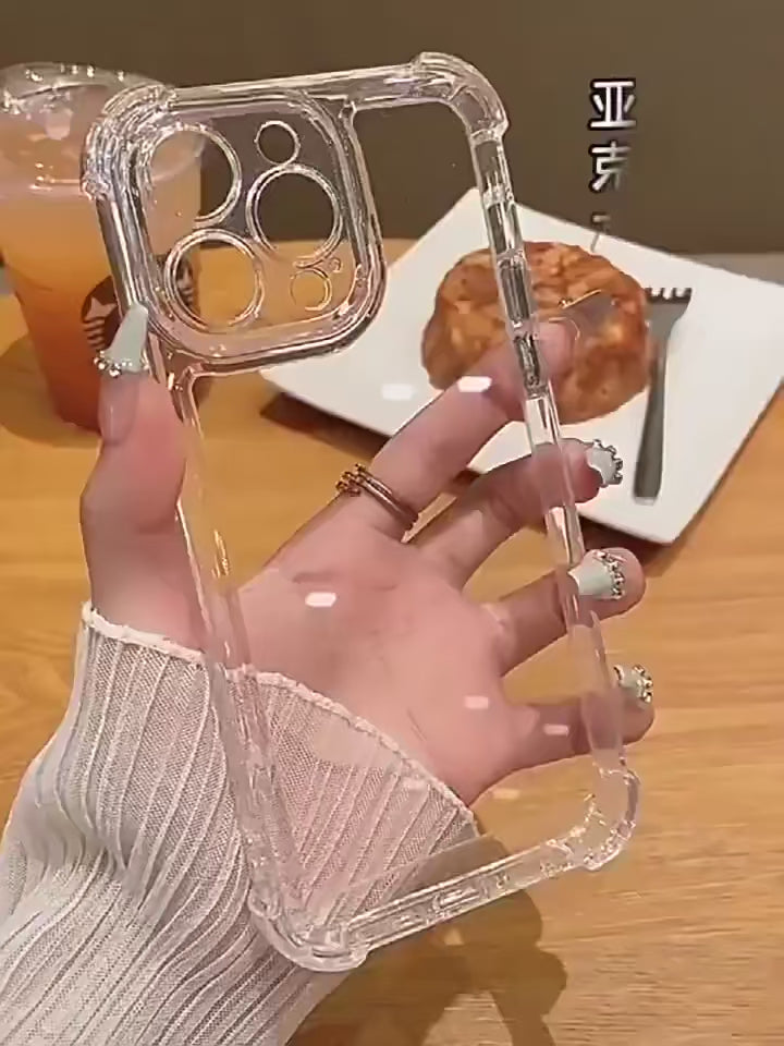 Luxury Shockproof Clear Phone Case For iPhone 17 16 15 14 13 12 11 Pro XR XS Max Plus Silicon Bumper Transparent Hard Back Cover